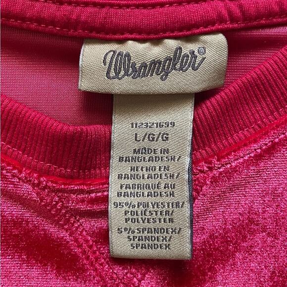 Wrangler Girls Red Velour Crewneck Pullover Sweater With Gold Logo Size Large - Picture 2 of 8